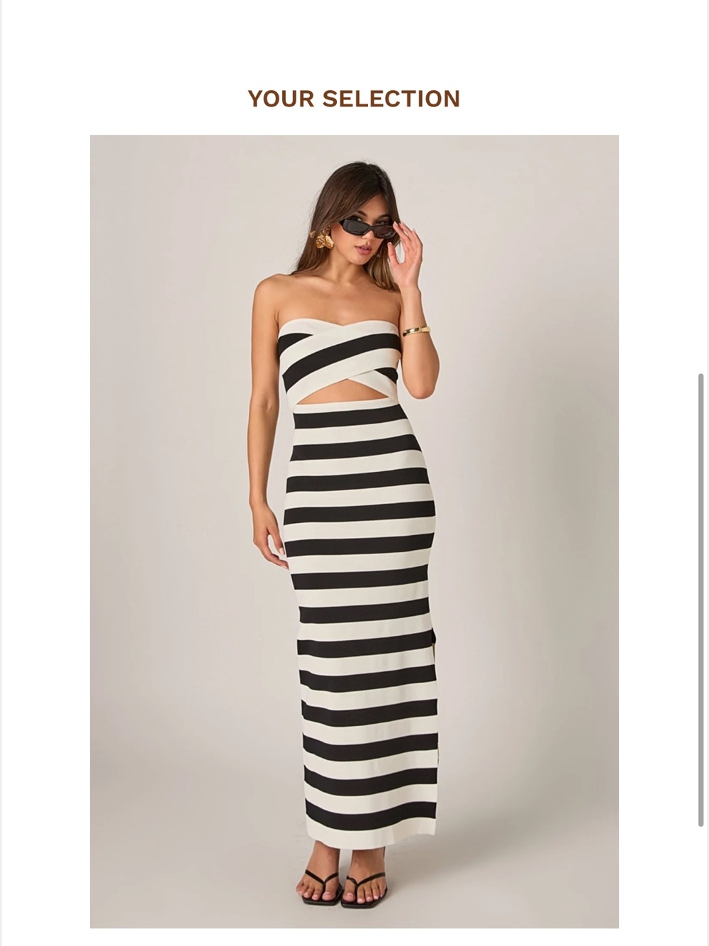 Endless Rose Black and White Strapless Cutout Maxi Dress